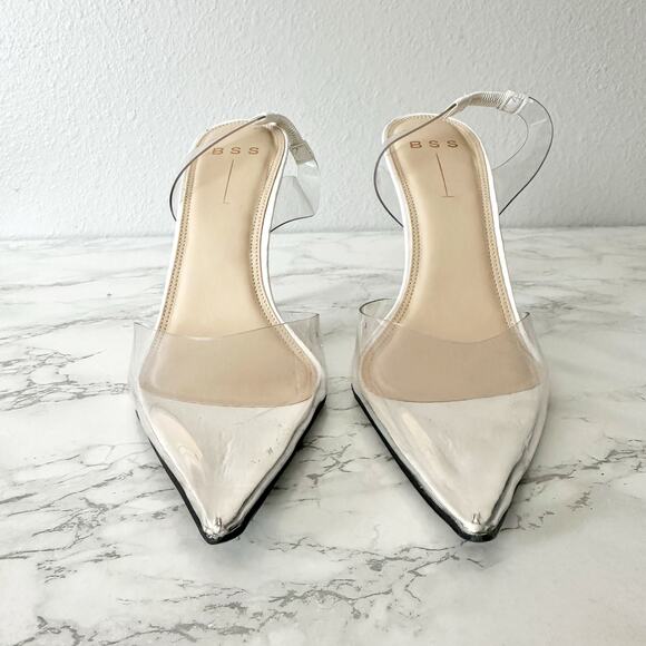 BSS Millie Transparent Clear White Stiletto Slingback Heels Women’s EU Size 40 - Picture 2 of 12